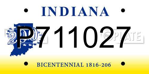 P711027 Indiana License Plate