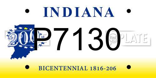 P7130 Indiana License Plate