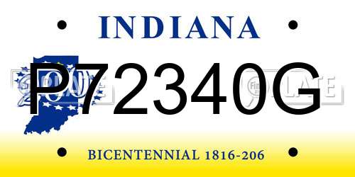 P72340G Indiana License Plate