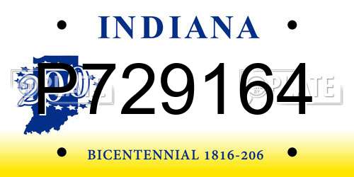 P729164 Indiana License Plate