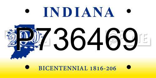 P736469 Indiana License Plate