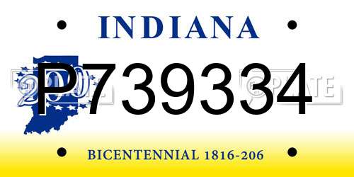 P739334 Indiana License Plate