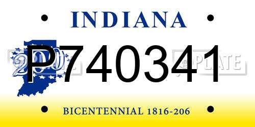P740341 Indiana License Plate