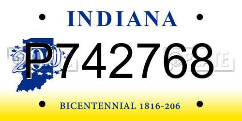 P742768 Indiana License Plate