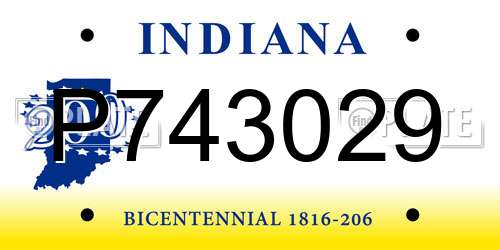 P743029 Indiana License Plate