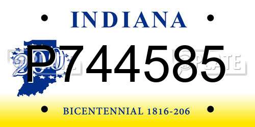 P744585 Indiana License Plate