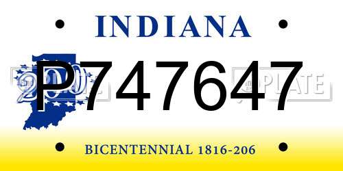 P747647 Indiana License Plate