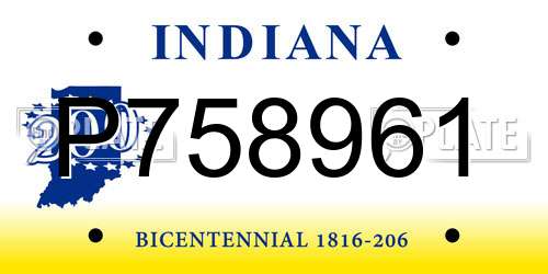 P758961 Indiana License Plate