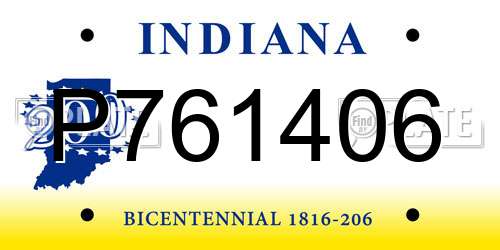 P761406 Indiana License Plate