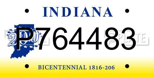 P764483 Indiana License Plate