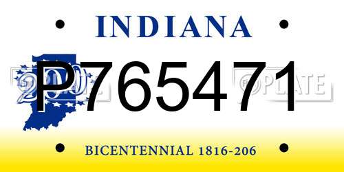 P765471 Indiana License Plate