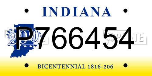P766454 Indiana License Plate