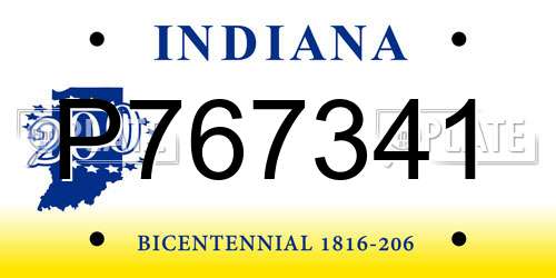 P767341 Indiana License Plate
