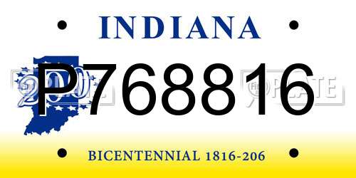 P768816 Indiana License Plate