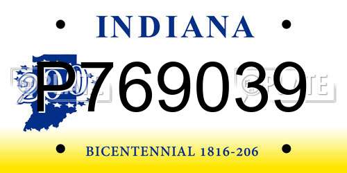 P769039 Indiana License Plate