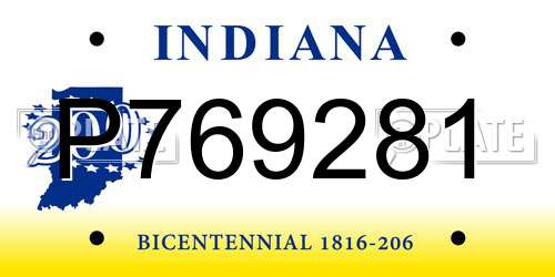 P769281 Indiana License Plate