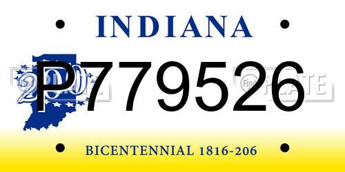 P779526 Indiana License Plate