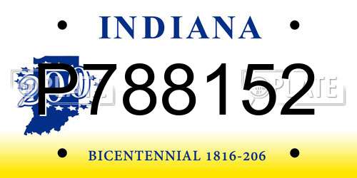 P788152 Indiana License Plate