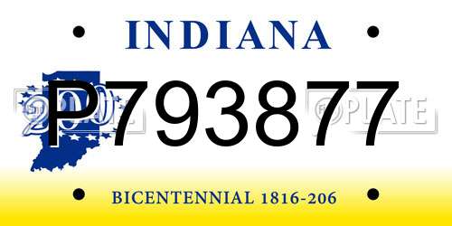 P793877 Indiana License Plate