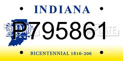 P795861 Indiana License Plate