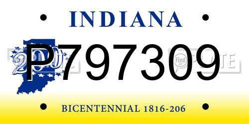 P797309 Indiana License Plate