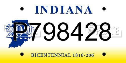 P798428 Indiana License Plate