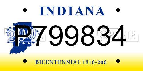 P799834 Indiana License Plate
