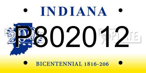 P802012 Indiana License Plate