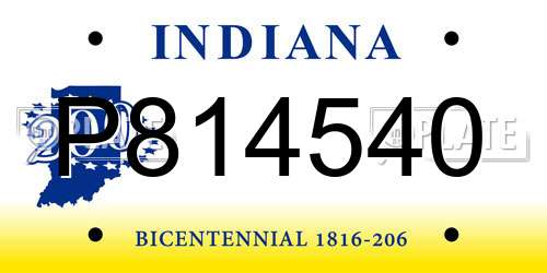 P814540 Indiana License Plate