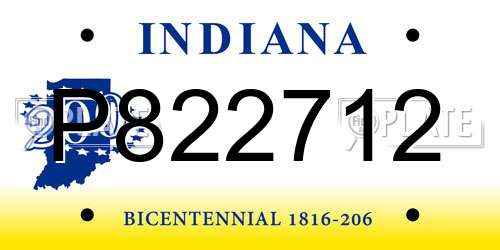 P822712 Indiana License Plate