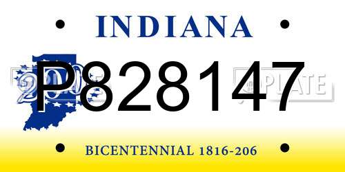 P828147 Indiana License Plate