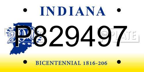 P829497 Indiana License Plate