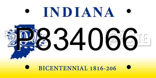 P834066 Indiana License Plate