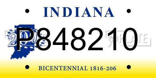 P848210 Indiana License Plate