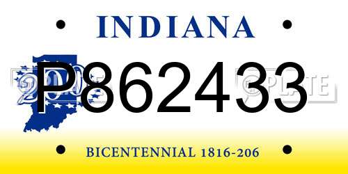 P862433 Indiana License Plate