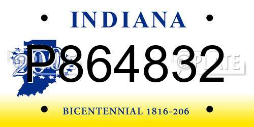 P864832 Indiana License Plate