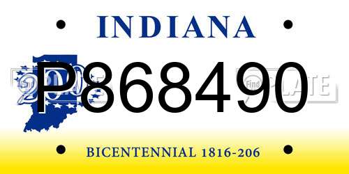 P868490 Indiana License Plate