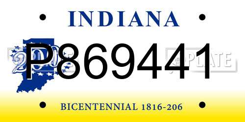 P869441 Indiana License Plate