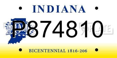 P874810 Indiana License Plate
