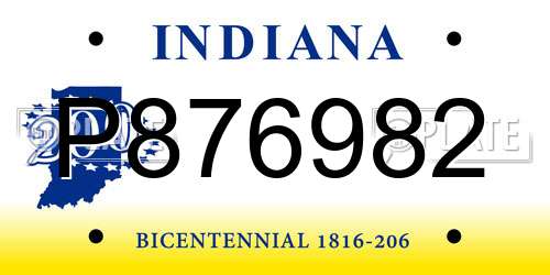 P876982 Indiana License Plate