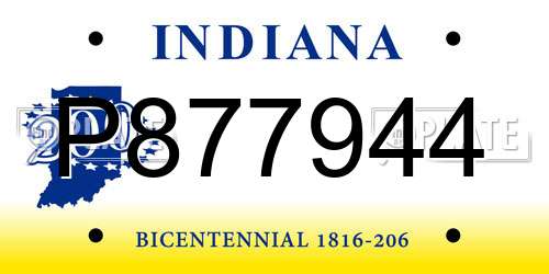 P877944 Indiana License Plate