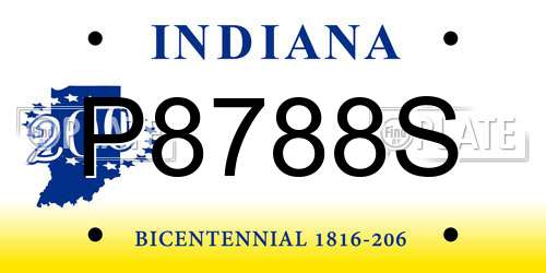 P8788S Indiana License Plate