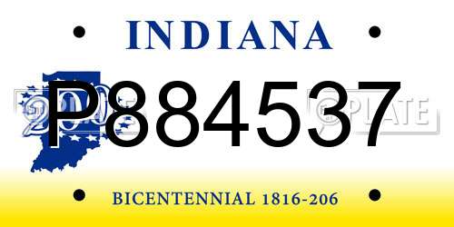 P884537 Indiana License Plate