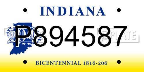 P894587 Indiana License Plate