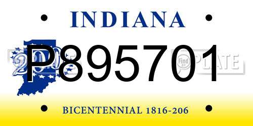 P895701 Indiana License Plate