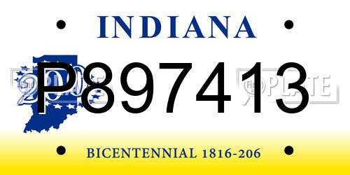 P897413 Indiana License Plate