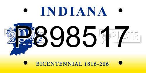 P898517 Indiana License Plate