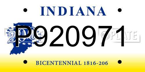 P920971 Indiana License Plate