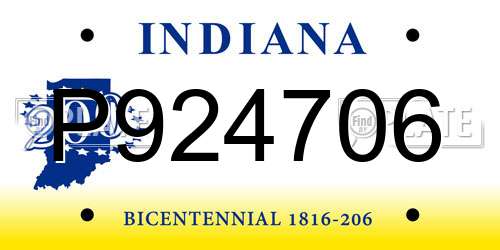 P924706 Indiana License Plate
