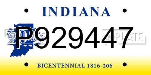 P929447 Indiana License Plate